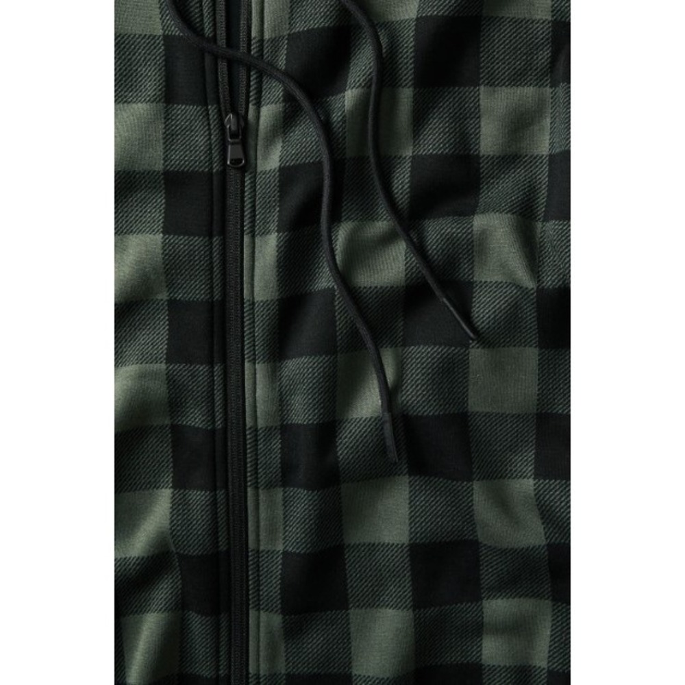 Fabletics Go-To Fleece Hooded Onesie Pine Shadow Buffalo Check Green XXL Mens - Picture 3 of 4